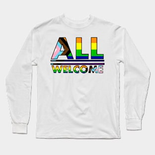 Welcome All Progress Pride Long Sleeve T-Shirt